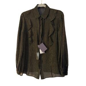 Prada NWT Gold Metallic Striped Black Tunic Long Sleeves